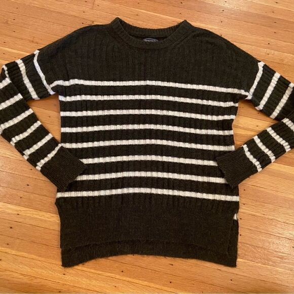 Abercrombie & Fitch Vintage dark green/white stripe sweater - Picture 1 of 4